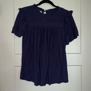 "Maurices Navy Blue Short Sleeve Baby Doll Blouse